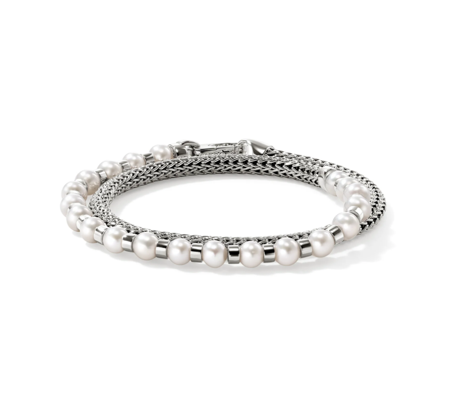 John Hardy Freshwater Pearl Sterling Silver Wrap Bracelet