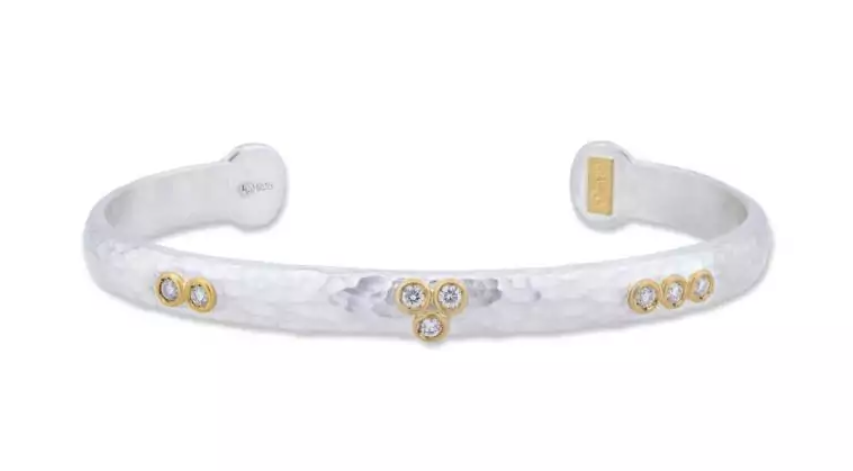 Lika Behar Collection Diamond 24K Satin Yellow Gold Bangle Bracelet