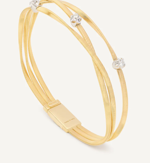 Marco Bicego Marrakech Diamond 18K Engraved Yellow Gold Flex Bracelet