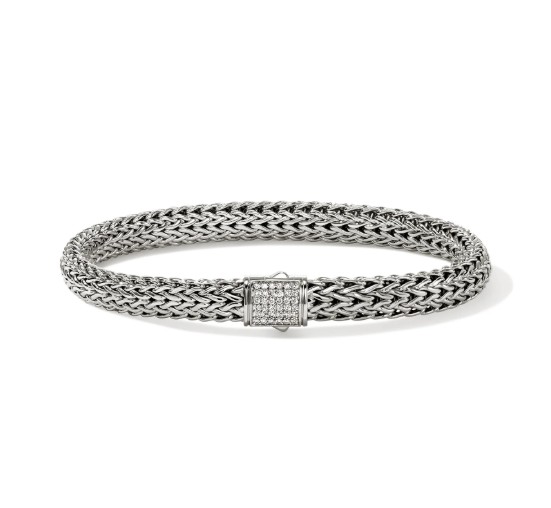 John Hardy Diamond Polished Silver Sterling Silver Chain Bracelet