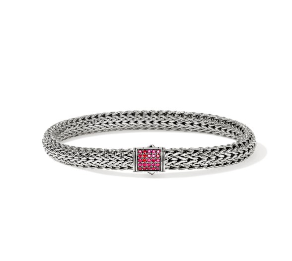 John Hardy Sapphire Polished Silver Sterling Silver Chain Bracelet