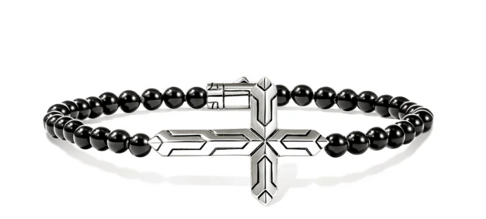 John Hardy Onyx Polished Silver Sterling Silver Beaded Bracelet