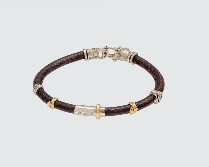 MISANI 18K Black Leather Bangle Bracelet