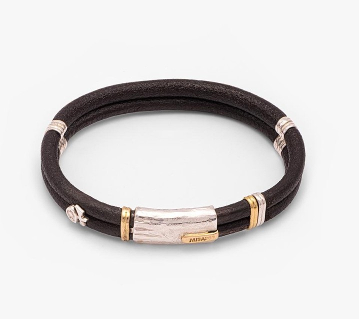 MISANI 18K Black Leather Bangle Bracelet