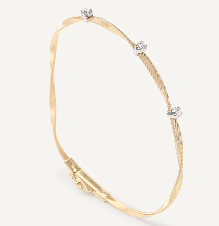 Marco Bicego Marrakech Diamond 18K Engraved Yellow Gold Dangle Bracelet