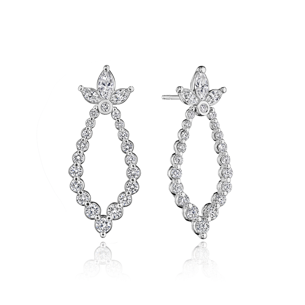 Verragio Diamond in 18K Polished White Gold Dangle Earrings
