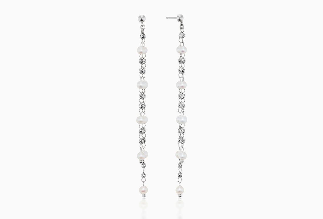 Platinum Born Pearl Platinum Dangle Earrings