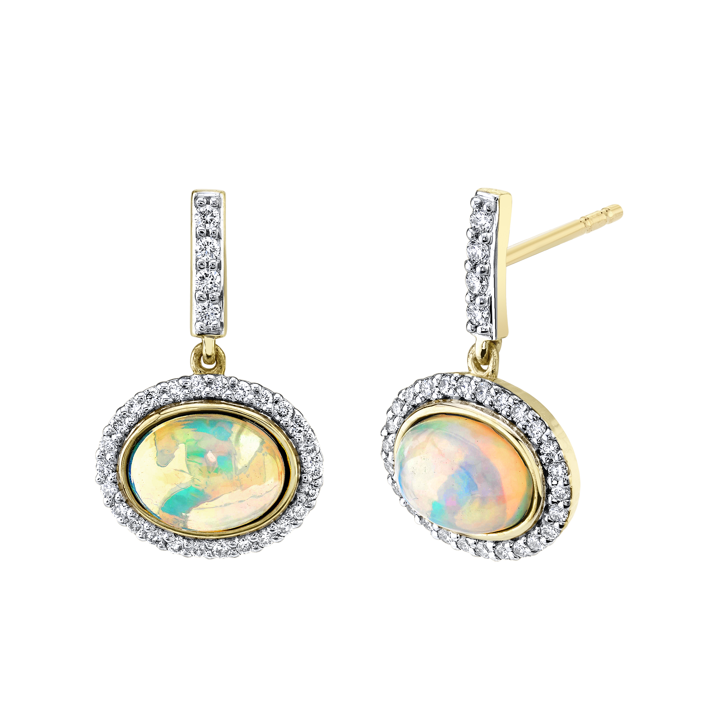 Sloane Street Opal and Diamond Yellow Gold Drop Earrings