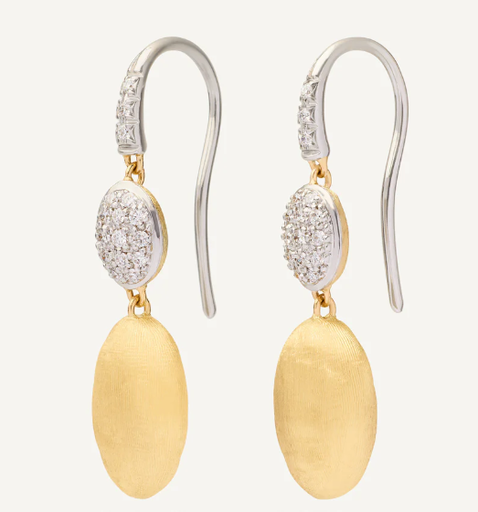 Marco Bicego Siviglia Diamond in 18K Engraved Yellow Gold Post Earrings