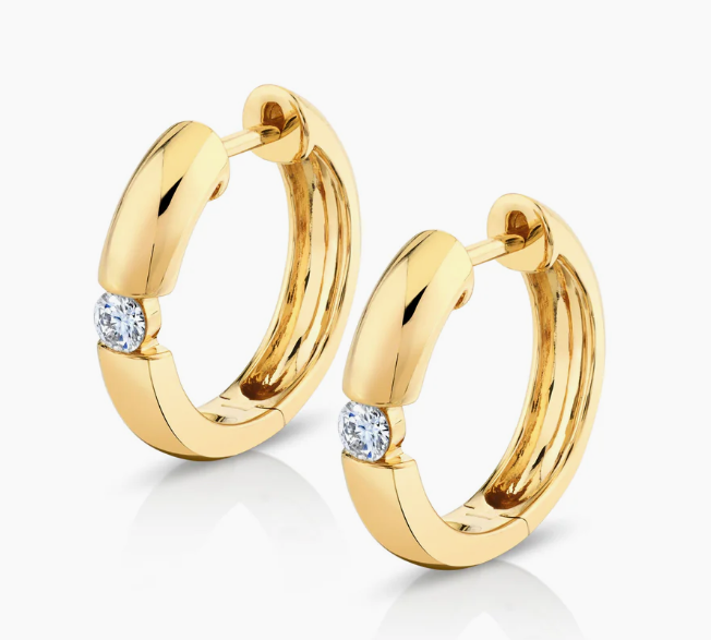 Michael M Diamond in 18K Polished Yellow Gold Hoop Earrings