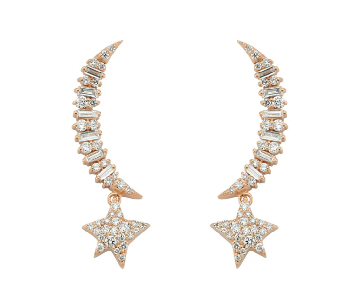 Bee Goddess Diamond in 18K Polished Rose Gold Post Earrings