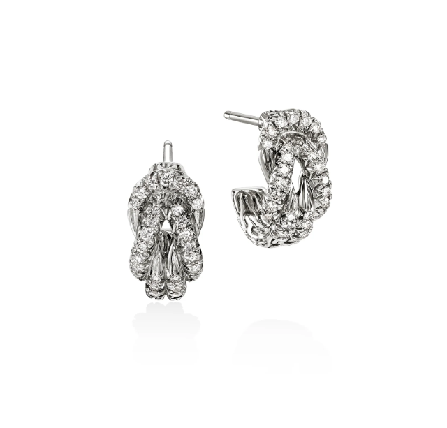 John Hardy Legends Naga Diamond Sterling Silver Hoop Earrings