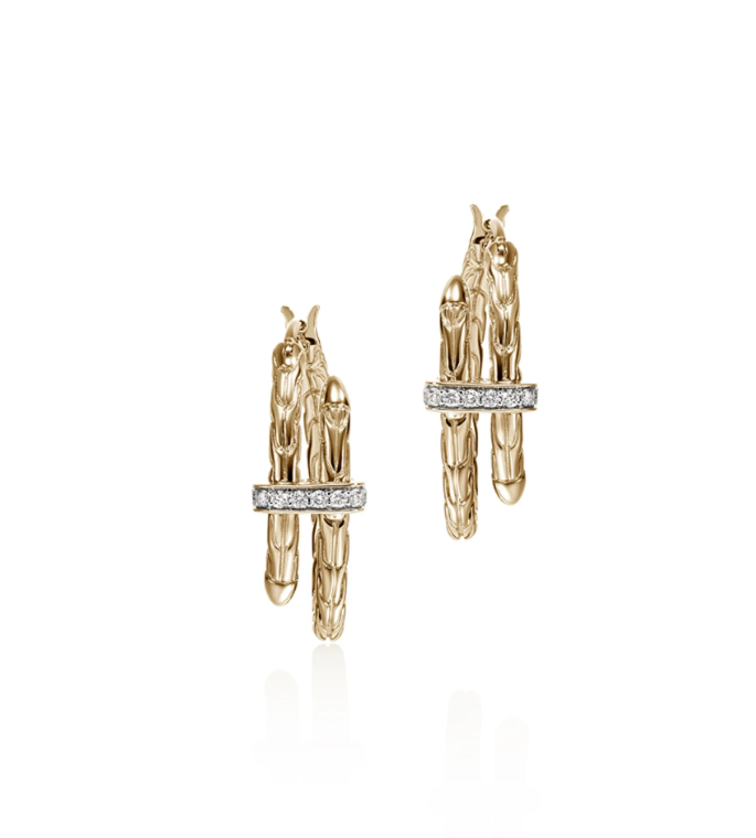 John Hardy Diamond in 14K Yellow Gold Post Earrings