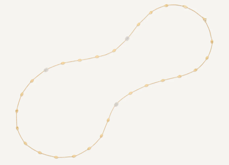 Marco Bicego Siviglia Diamond 18K Engraved Yellow Gold Chain Necklace