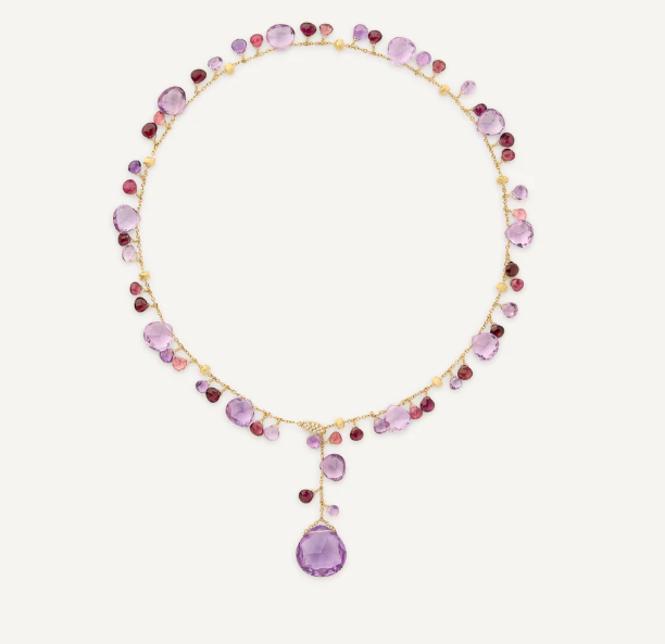 Marco Bicego Paradise Amethyst 18K Engraved Yellow Gold Lariat Necklace