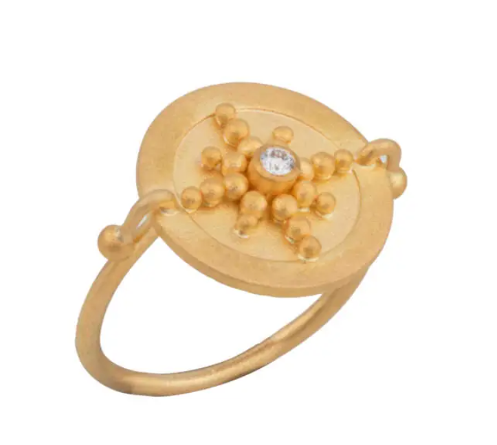 Lika Behar Collection Diamond 22K Satin Yellow Gold Band Ring