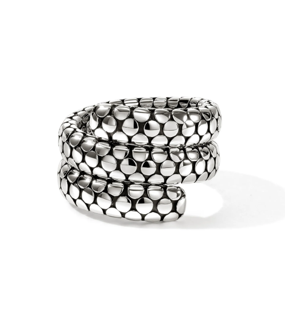 John Hardy Dot Hammered White Sterling Silver Band Ring