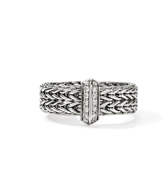 John Hardy Diamond Silver Sterling Silver Band Ring
